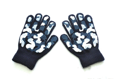 5-11 Years Old Children's Winter Warm Knitted Gloves For Primary School Students Outdoor Sports Non-slip Camouflage PVC Offset Gloves