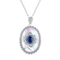 Sapphire Diamond Pendant 925 Sterling Silver Party Wedding Pendants Chain Necklace For Women Charm Jewelry