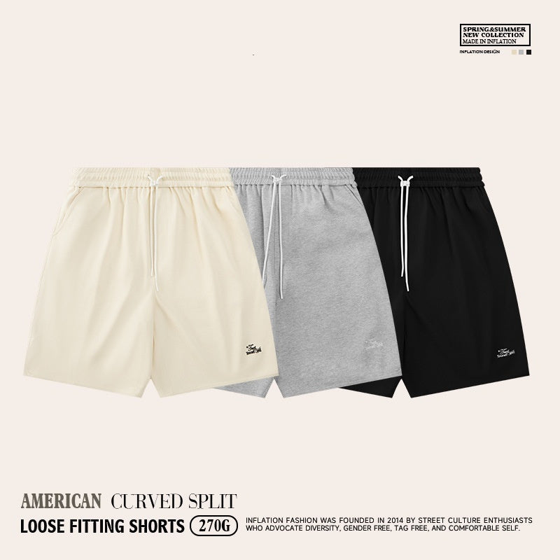 Alphabet Embroidery Men's Clothing American Curved Shorts