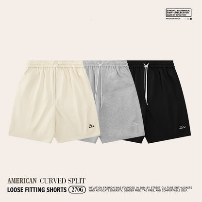 Alphabet Embroidery Men's Clothing American Curved Shorts